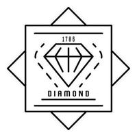 gammal diamant logotyp, översikt stil vektor