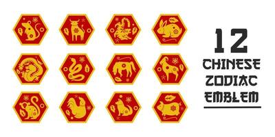 chinesisches neujahrstierkreissiegel. traditionelle chinesische horoskoptiere grußkarte banner siegel stempel vektorsatz vektor