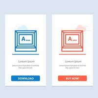 Bildschirmeingabe Text Monitor Blau und Rot Herunterladen und jetzt kaufen Web-Widget-Kartenvorlage vektor