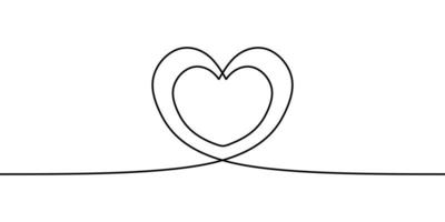 durchgehende Linie, die zwei Herzen umarmt vektor