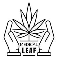 marijuana medicinsk blad logotyp, översikt stil vektor