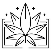 medicinsk marijuana blad logotyp, översikt stil vektor