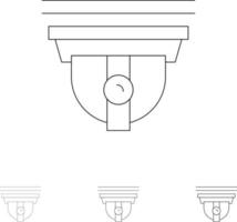 Kamerasicherheitskamera mit fettem und dünnem Symbolsatz für schwarze Linien vektor
