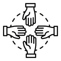 Hand-Teamwork-Symbol, Umrissstil vektor