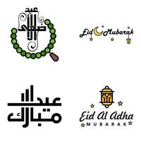 satz von 4 vektorillustration des eid al fitr muslimischen traditionellen feiertags eid mubarak typografisches design verwendbar als hintergrund oder grußkarten vektor