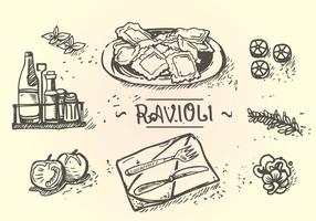 Ravioli Menü Hand Zeichnung vektor