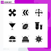 Solid Icon Set Pack mit 9 Glyphen-Icons isoliert auf weißem Hintergrund für Web-Print und Handy vektor