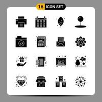 16 schwarze Icon-Pack-Glyphen-Symbole Zeichen für ansprechende Designs auf weißem Hintergrund 16 Icons gesetzt vektor