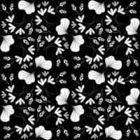 abstraktes schwarz-weißes Blumenmuster. vektor