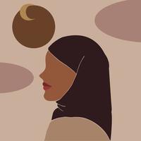 abstrakt ansiktslös kvinna i hijab. muslim flicka. kvinna konst. modern minimal stil. hand dragen vektor illustration