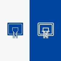 Rückwand Korb Basketballbrett Linie und Glyphe festes Symbol blaues Banner Linie und Glyphe festes Symbol blaues Banner vektor