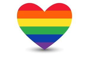 Herzaufkleber mit bunter LGBT-Flagge. Vektorherzetikett, Vorlage, Baner, Emoji-Symbol vektor