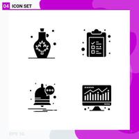 Solid Icon Set Packung mit 4 Glyphen-Icons isoliert auf weißem Hintergrund für Web-Print und Handy vektor