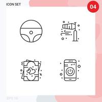 Piktogramm-Set aus 4 einfachen Filledline-Flachfarben von Auto-Liebes-Luftpol-Wind-Valentinsgruß-editierbaren Vektordesign-Elementen vektor