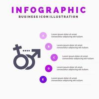 Geschlecht männlich weiblich Symbol festes Symbol Infografiken 5 Schritte Präsentationshintergrund vektor