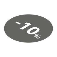 minus- 10 procent försäljning svart emblem ikon, isometrisk stil vektor