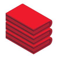 röd handduk stack ikon, isometrisk stil vektor