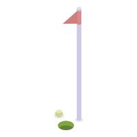 rotes Golfflaggensymbol, isometrischer Stil vektor