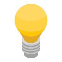 gul Glödlampa ikon, isometrisk stil vektor