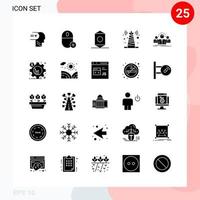 Vektorpaket mit 25 Symbolen im soliden Stil kreatives Glyphenpaket isoliert auf weißem Hintergrund für Web und Handy vektor