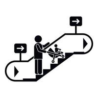 Frau Baby Kinderwagen Rolltreppe Symbol, einfachen Stil vektor