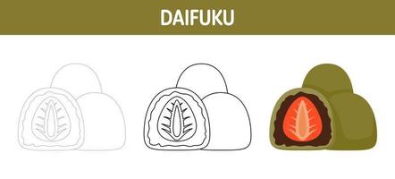 daifuku spårande och färg kalkylblad för barn vektor