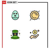 uppsättning av 4 modern ui ikoner symboler tecken för ägg irländsk sommar väder dollar redigerbar vektor design element