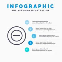 Kein weniger Zeilensymbol mit 5 Schritten Präsentation Infografiken Hintergrund hinzufügen vektor