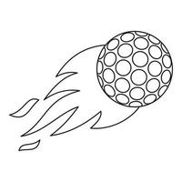 Golfball mit Flammensymbol, Umrissstil vektor