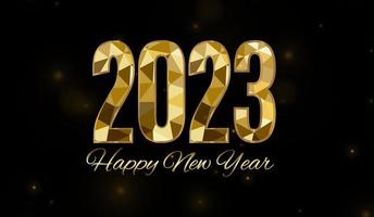 2023 Lycklig ny år bakgrund design. vykort, baner, affisch. handskriven text, design, gnistrande, guld, stjärna. vektor
