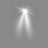 jul stjärna med strålkastare. ljus effekt vit Färg. lysande isolerat vit gnistrande ljus effekt. gnista strålkastare särskild effekt design. stråle vektor element.
