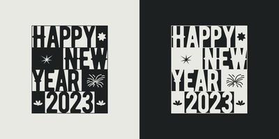 Lycklig ny år t-shirt design vektor 2023. hälsning eleganta t-shirt design. typografi, unik, vektor design mall.