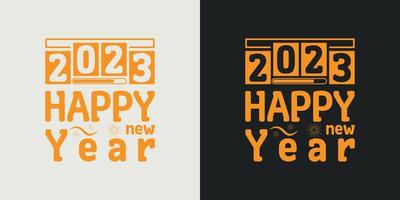 Lycklig ny år t-shirt design vektor 2023. hälsning eleganta t-shirt design. typografi, unik, vektor design mall.