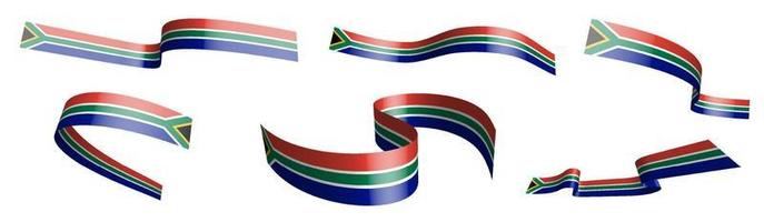 satz feiertagsbänder. flagge von südafrika weht im wind. Trennung in untere und obere Schicht. Gestaltungselement. Vektor auf weißem Hintergrund