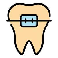 dental klinik tandställning ikon Färg översikt vektor