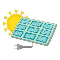 sol- batteri ikon, tecknad serie stil vektor