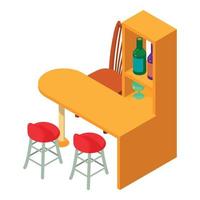 kök möbel ikon isometrisk vektor. lång trä- tabell och två hög stol vektor