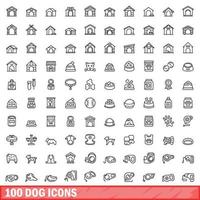 100 Hundesymbole gesetzt, Umrissstil vektor