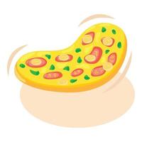 Pizza-Symbol isometrischer Vektor. frisch zubereitete pizza mit fleisch- und gemüseikone vektor