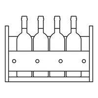 Weinflaschen, die in einer Kistenikone stehen vektor