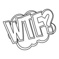 wtf, Comic-Text-Soundeffekt-Symbol, Umrissstil vektor