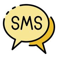 SMS-Blasen-Symbol Farbe Umriss Vektor