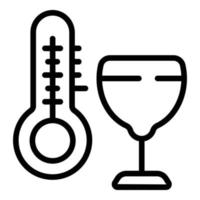 Weinlagertemperatur Symbol Umrissvektor. Flaschenglas vektor