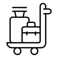 Flughafen-Trolley-Symbol Umrissvektor. Koffer Gepäck vektor