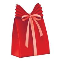 rotes Geschenkbox-Symbol, flacher Stil vektor