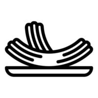 Churro-Box-Symbol-Umrissvektor. Schokolade essen vektor