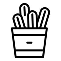 Platte Churro Symbol Umrissvektor. spanisches Essen vektor