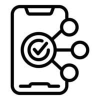 Smartphone-Fit-App-Icon-Umrissvektor. Pflegeinfo vektor