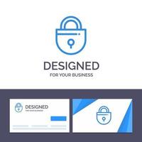 kreativ företag kort och logotyp mall internet låsa låst säkerhet vektor illustration