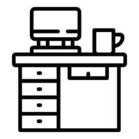 Desktop-Kaffeebecher-Symbol Umrissvektor. Frühstück vektor
